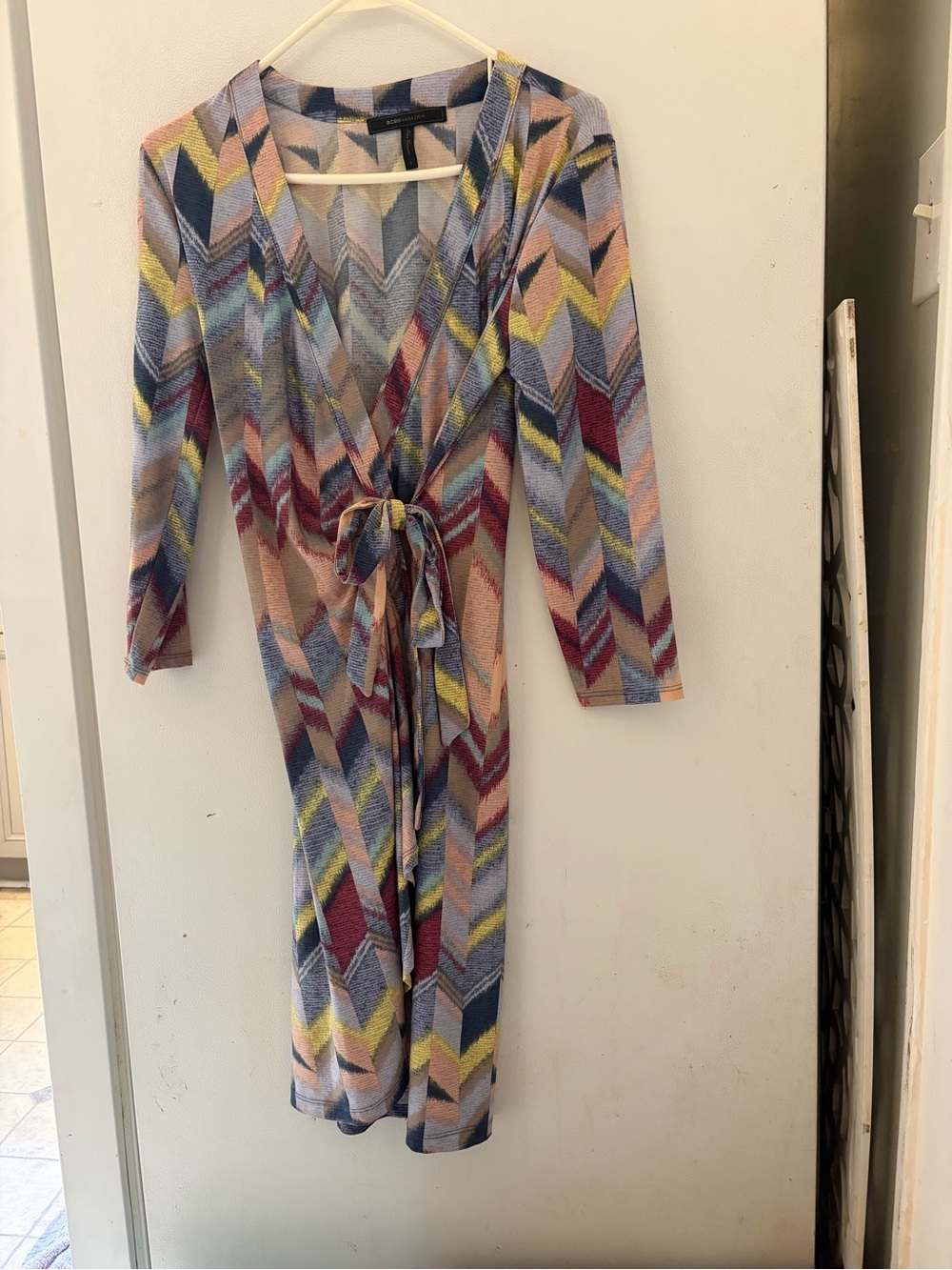 BCBG Chevron Wrap Dress in Multicolor Pastels